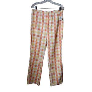 Free People Pants Womens 12  Plaid Straight Leg